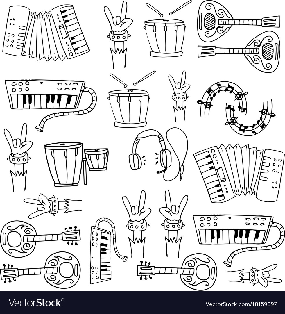 Doodle of music collection stock