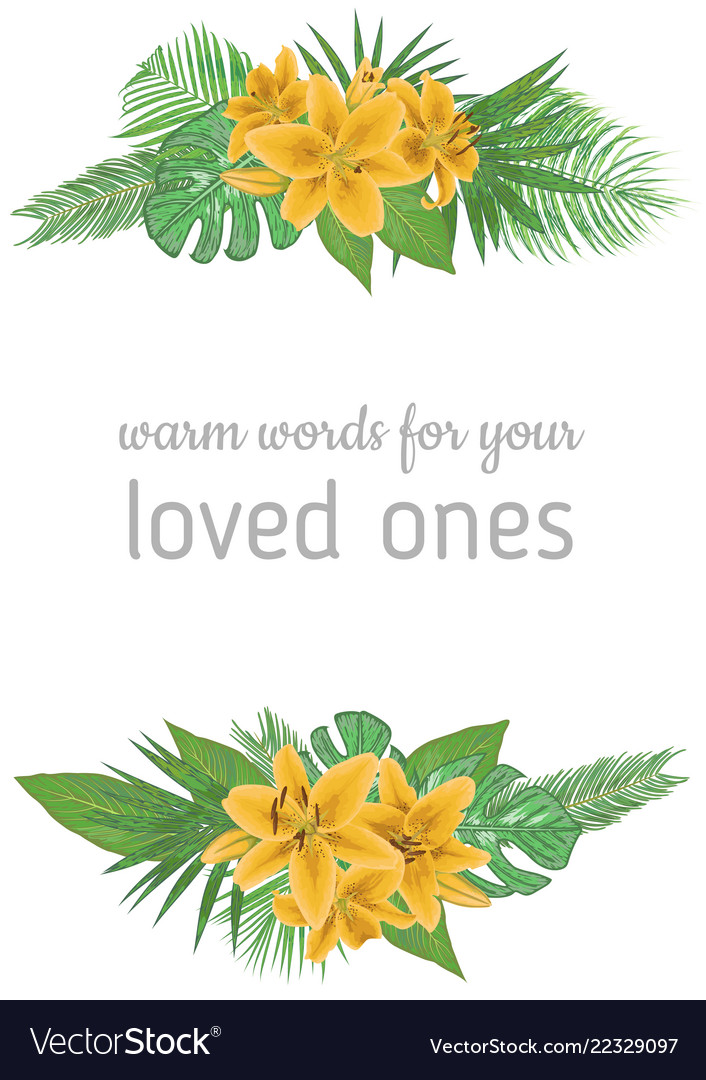 Floral Bouquet Design Set Yellow Lily Flowers Vector Image