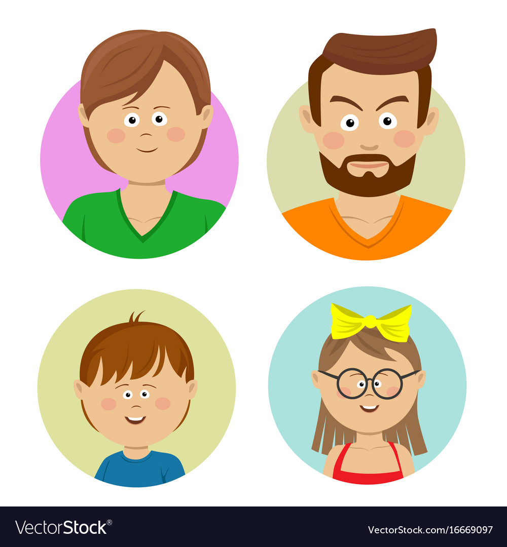 Happy family faces flat avatars Royalty Free Vector Image