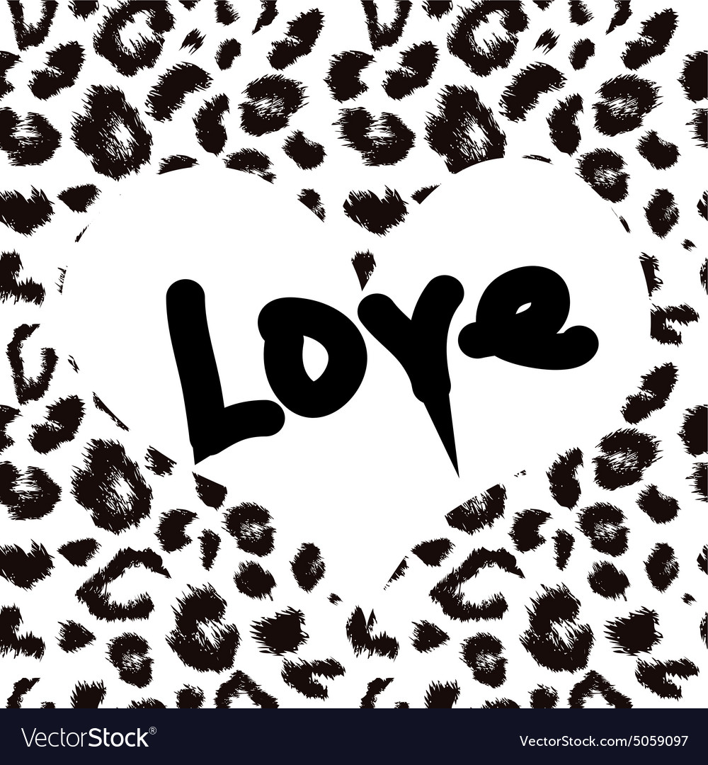 Heart with leopard print texture pattern