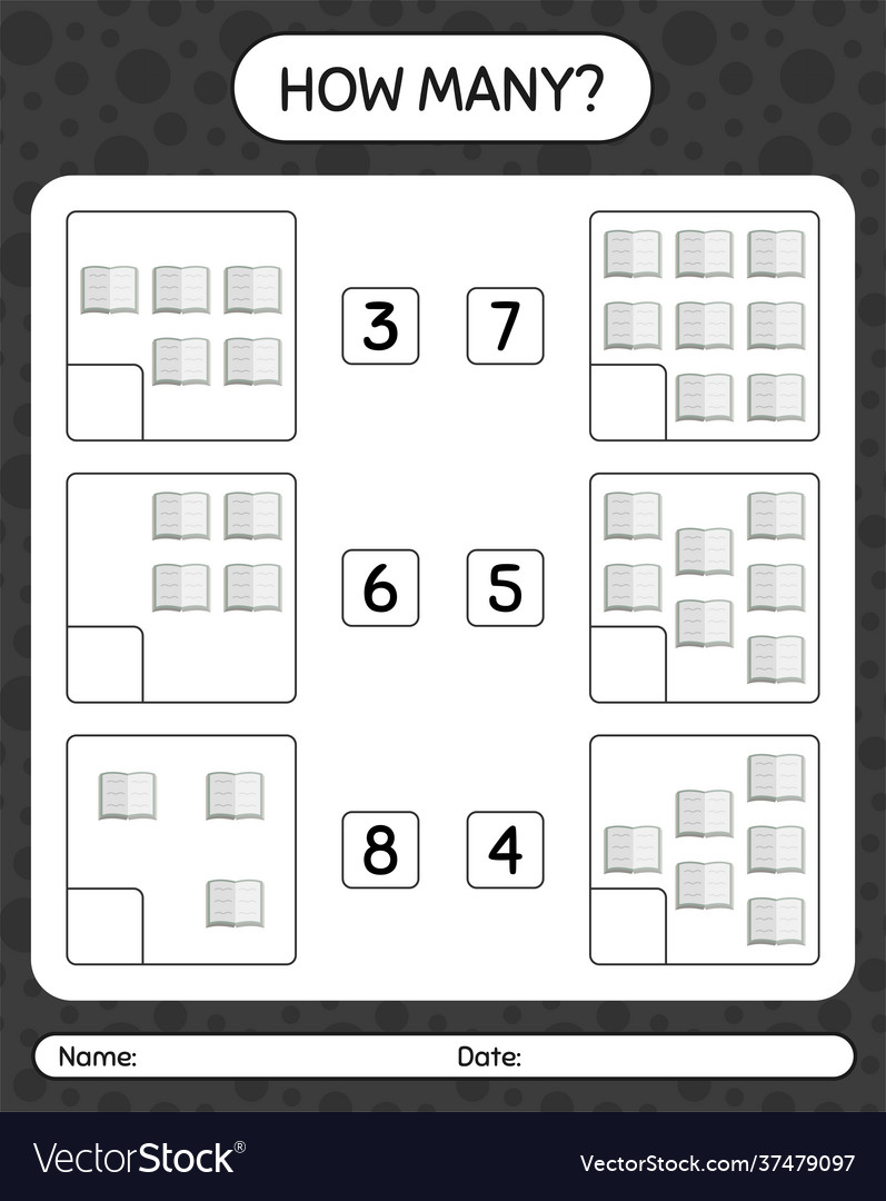 How many counting game with quran worksheet vector image How many counting game with quran worksheet
