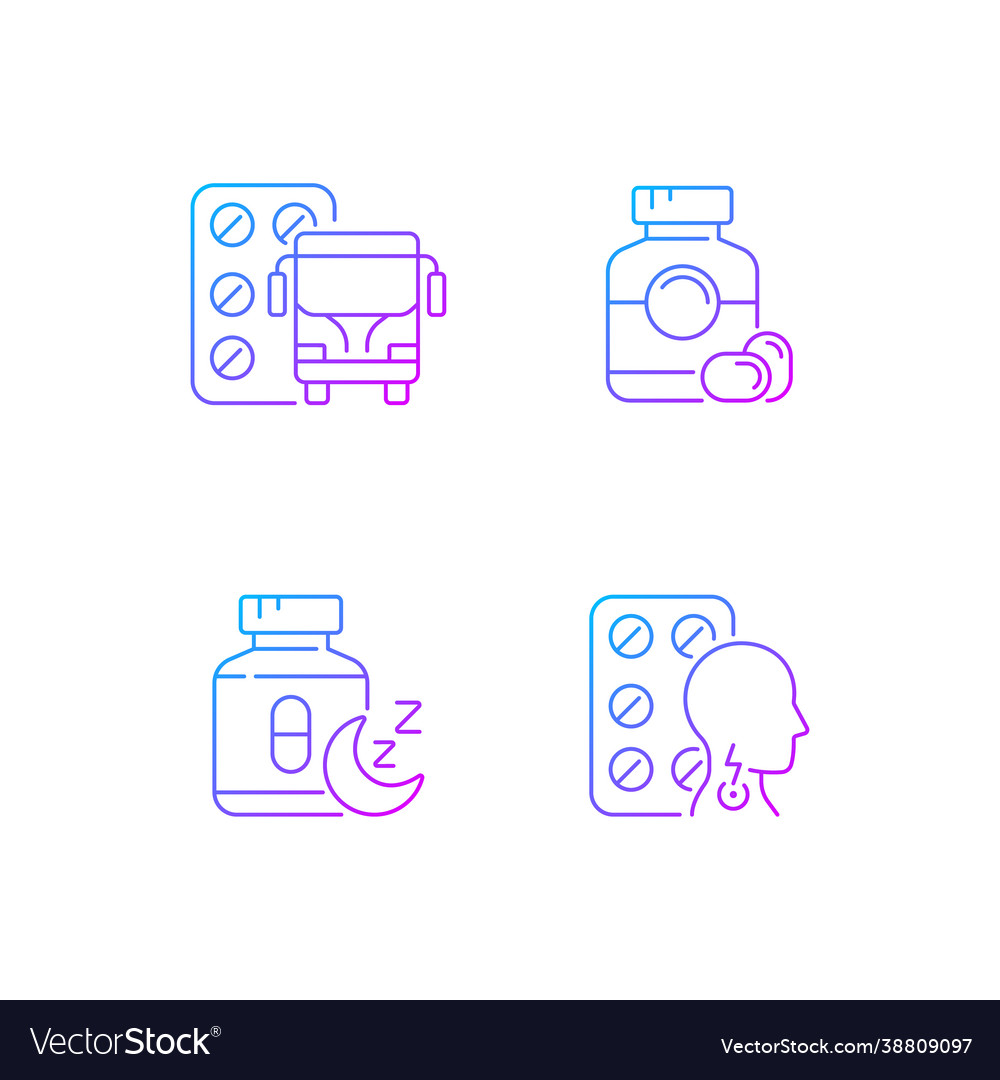 Maintaining life quality gradient linear icons set vector image Maintaining life quality gradient linear icons set