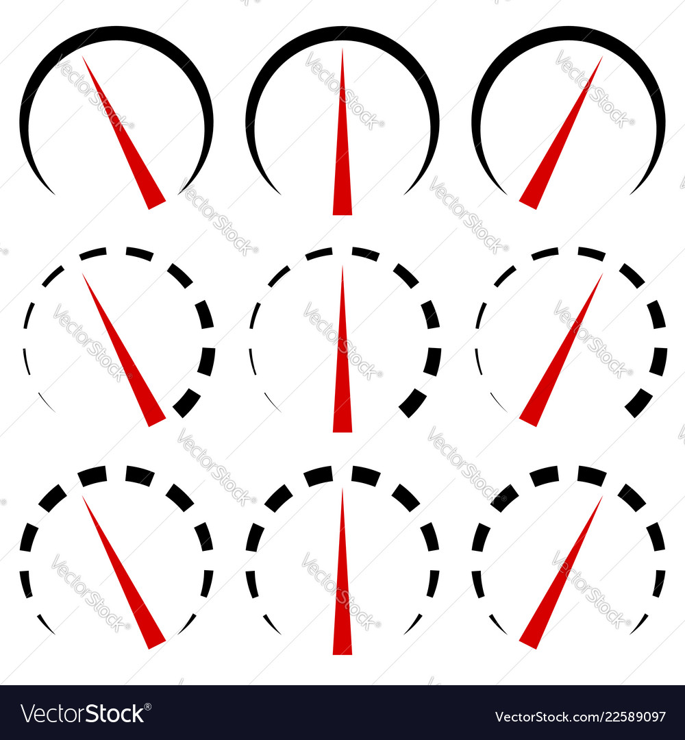 Meter displays gauges set at 3 level lines vector image Meter displays gauges set at 3 level lines