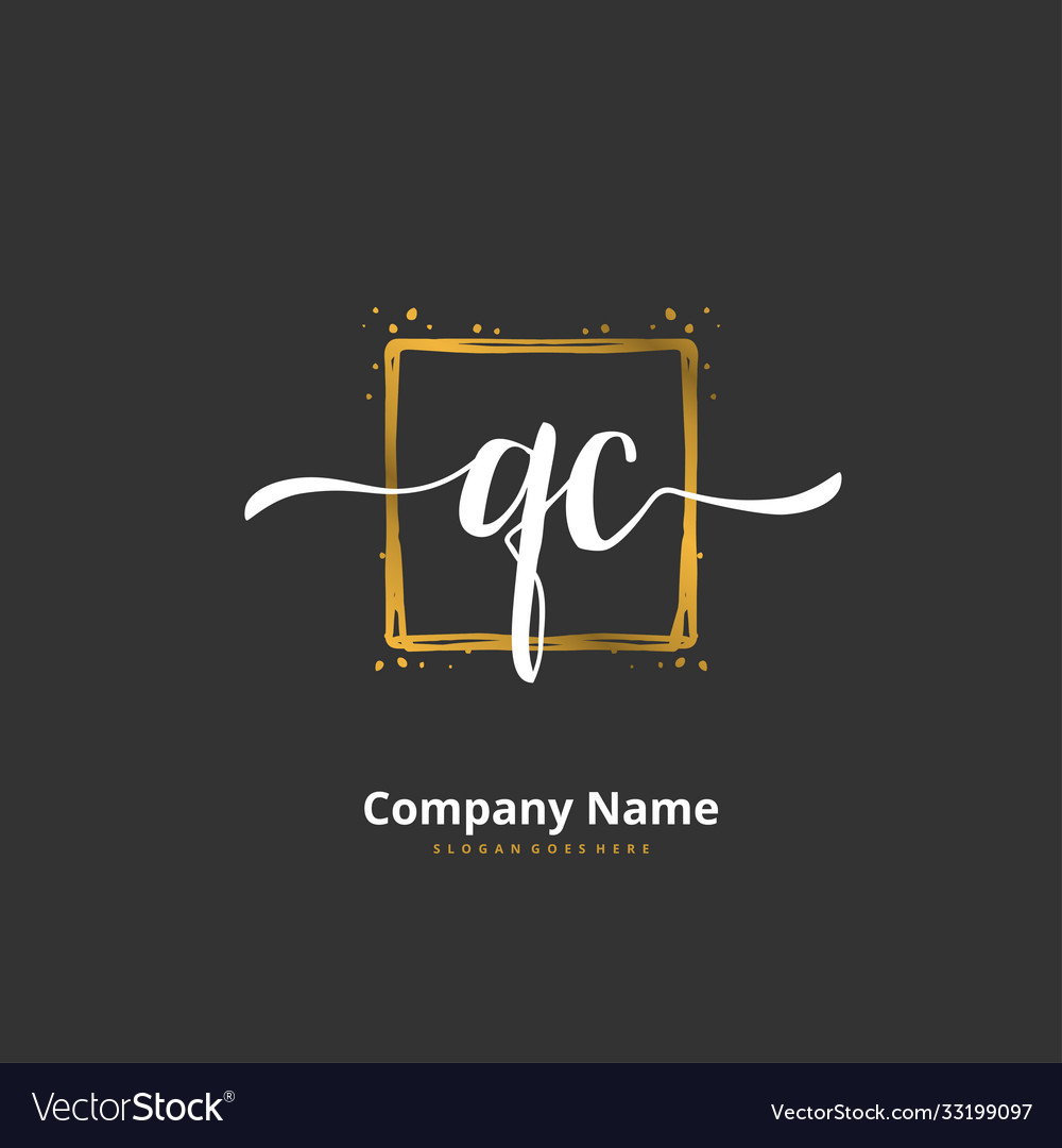 Q c qc initial handwriting and signature logo Vector Image Q c qc initial handwriting and signature logo