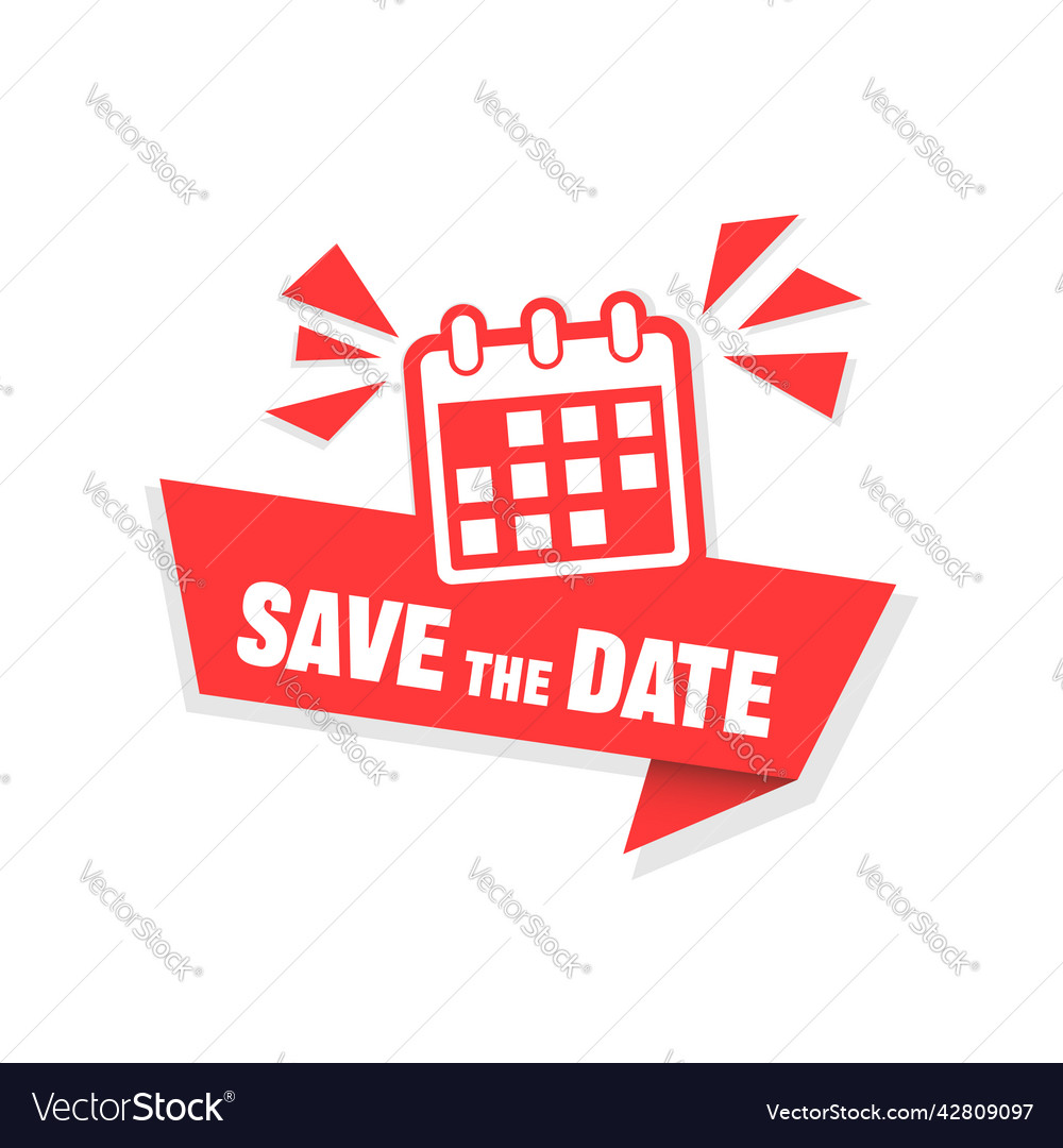 Save the date banner icon in flat style