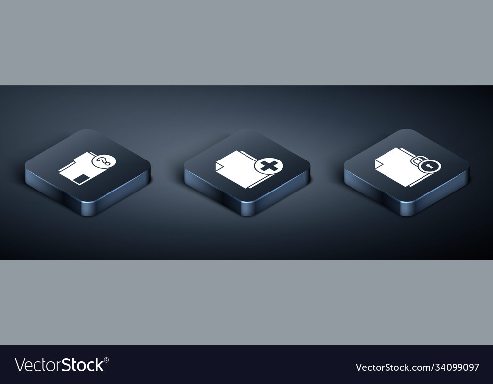 Set isometric unknown document folder vector image Set isometric unknown document folder