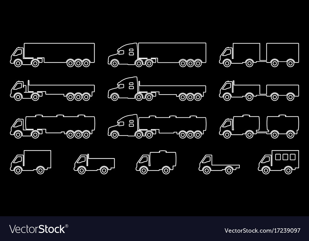 Set of silhouettes the cargo trucks