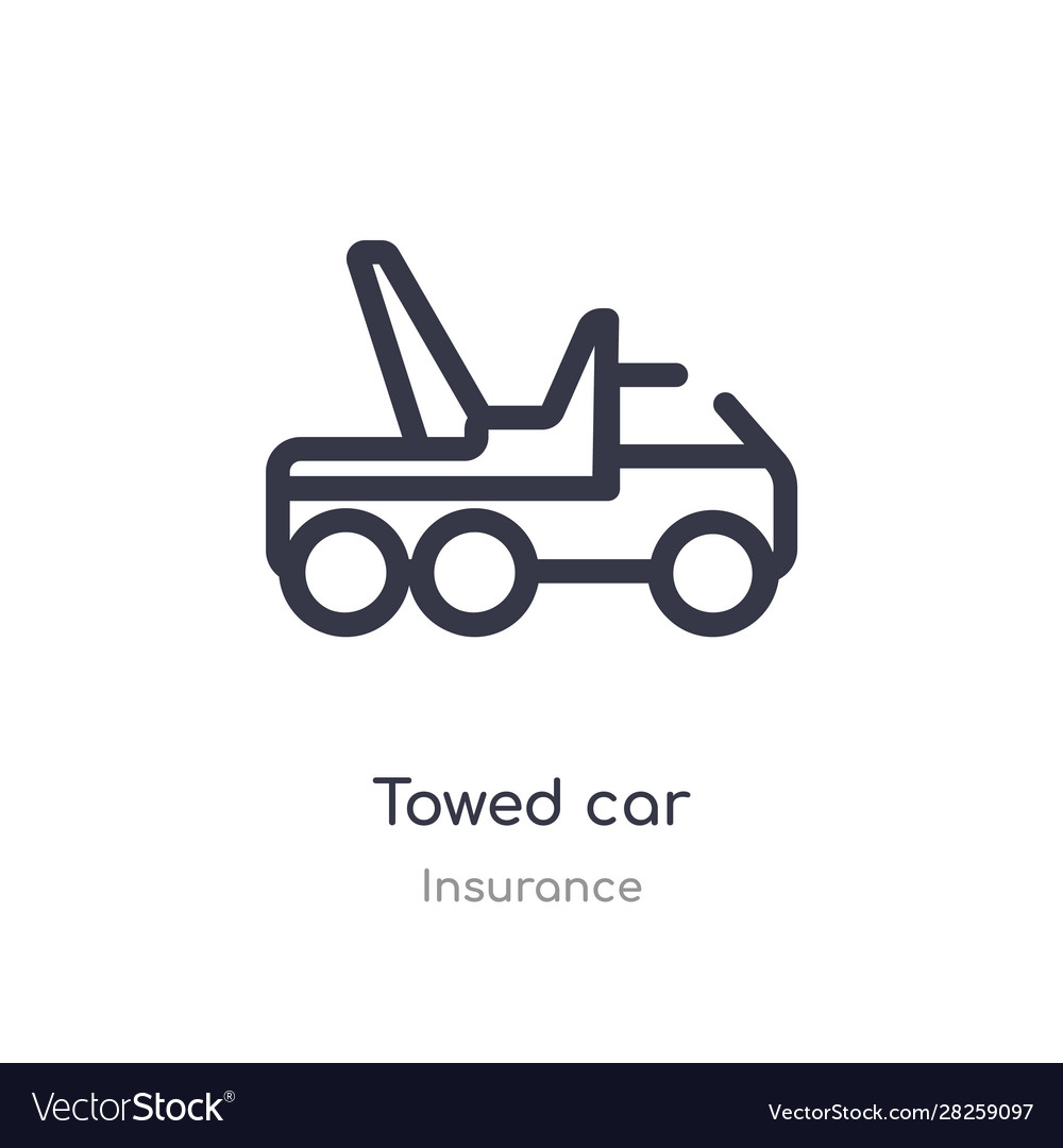 Towed car outline icon isolated line from