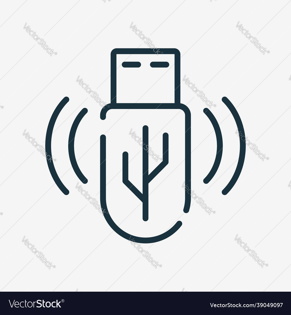 Usb flash drive line icon memory card for data