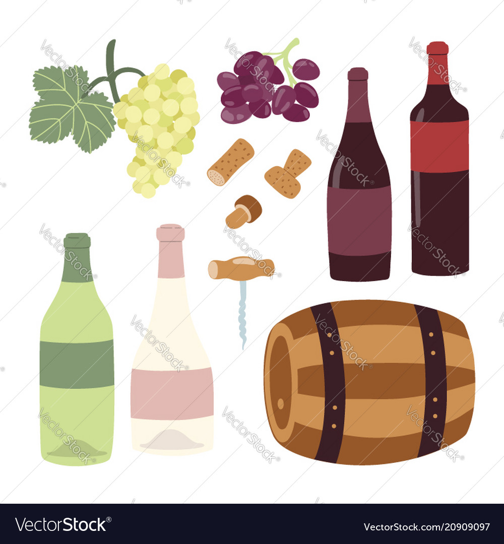 Winemaking hand drawing set wine bottles grape vector image Winemaking hand drawing set wine bottles grape