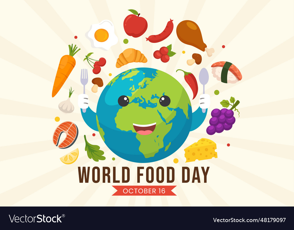 World food day on 16 october with various foods Vector Image