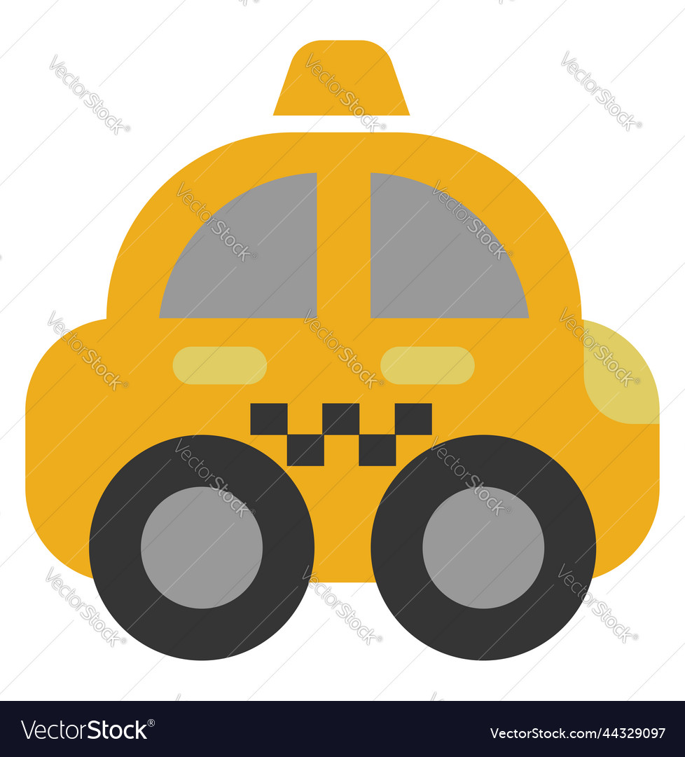 Yellow taxi car on a white background