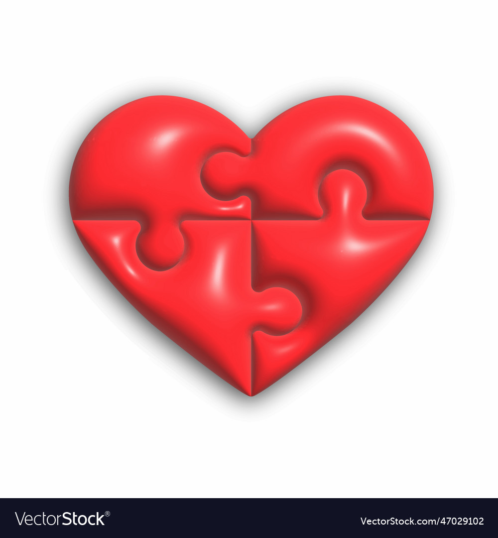 3d puzzle of the heart consists four