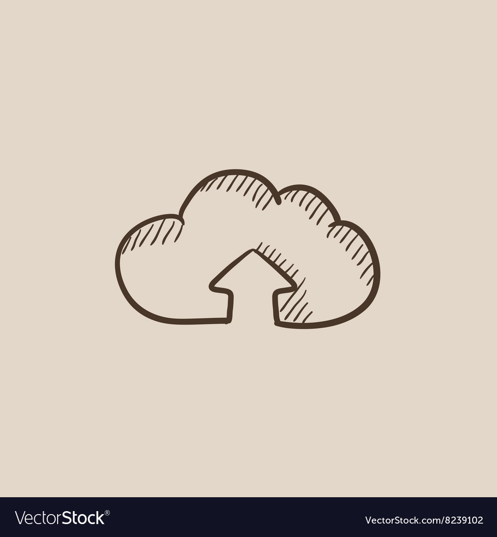 Cloud with arrow up sketch icon