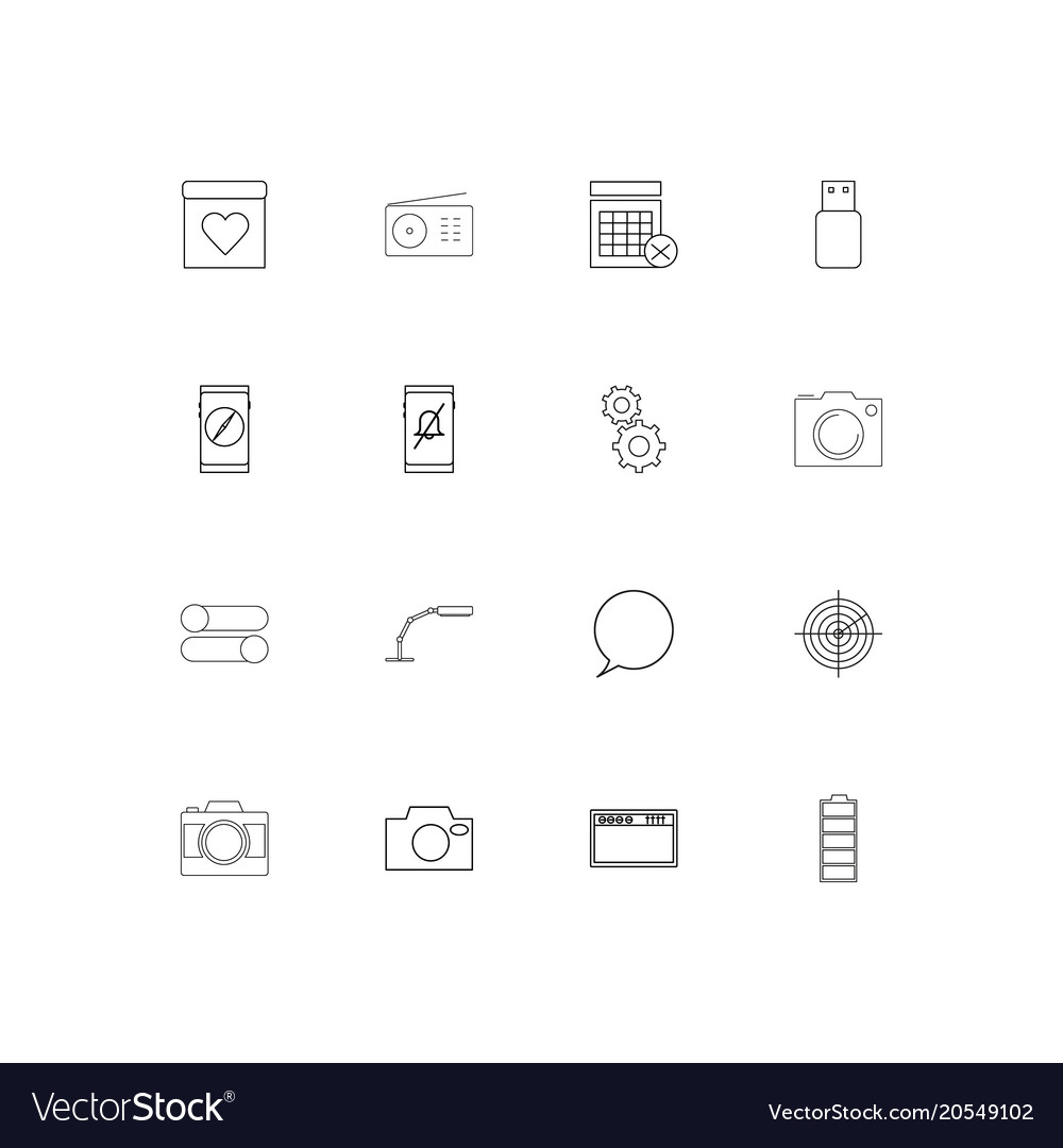 Devices simple linear icons set outlined