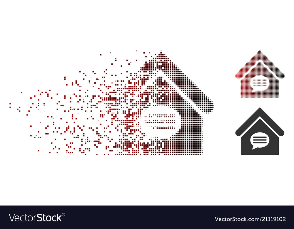Disintegrating pixel halftone realty message icon vector image Disintegrating pixel halftone realty message icon
