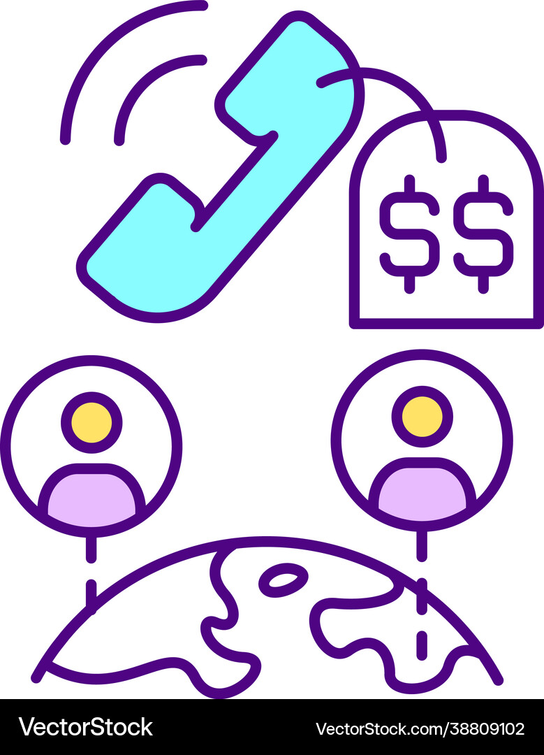 Expensive global call rgb color icon Royalty Free Vector