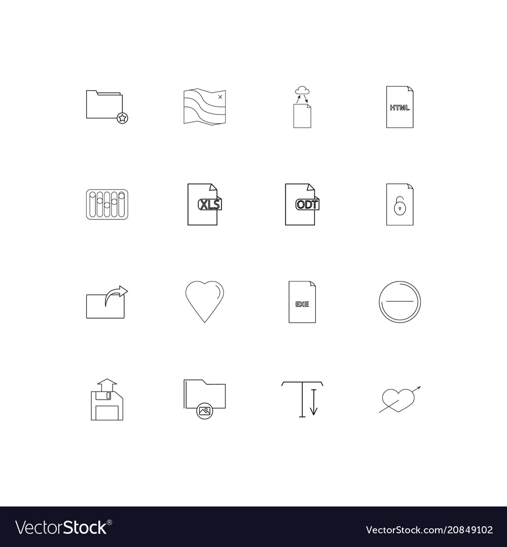 Files and folders sign linear thin icons set