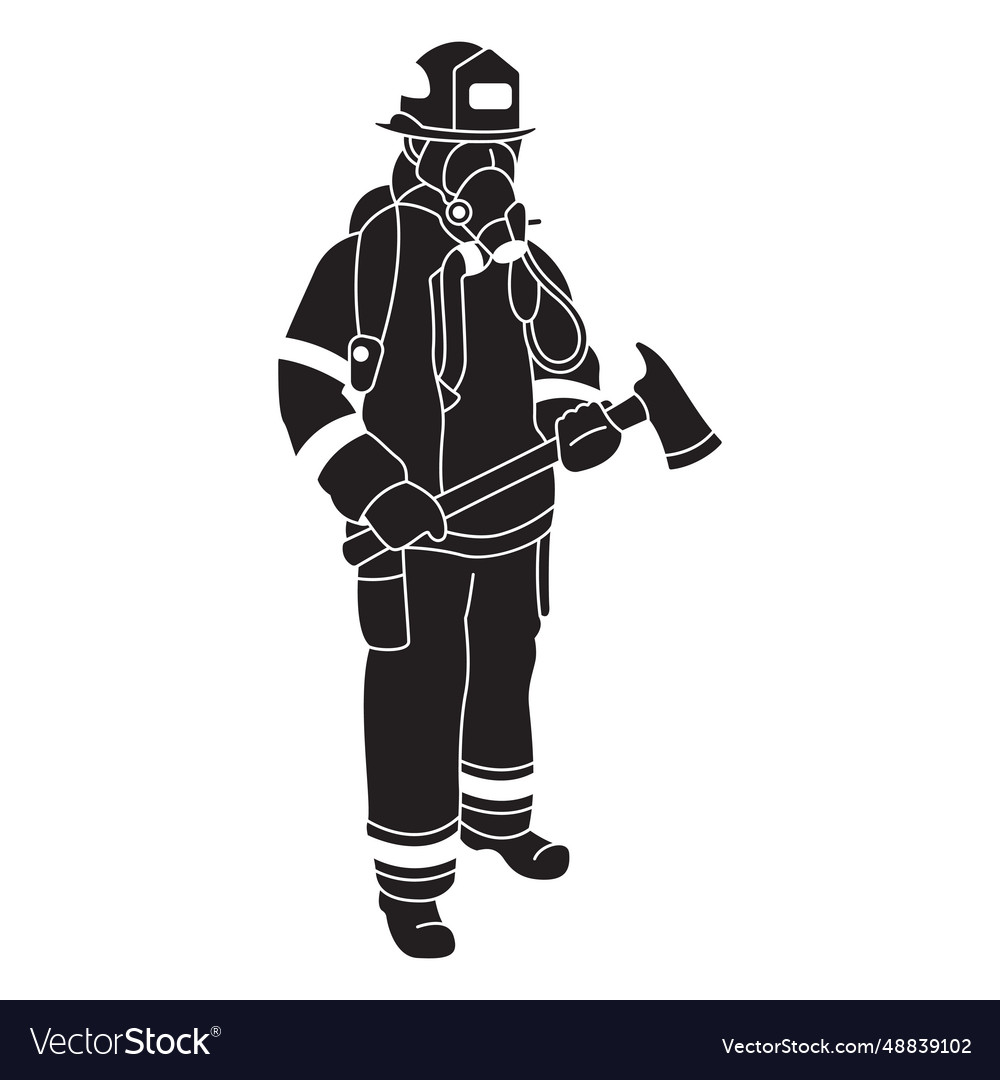 Fireman Axe Mask Flat Silhouette Royalty Free Vector Image