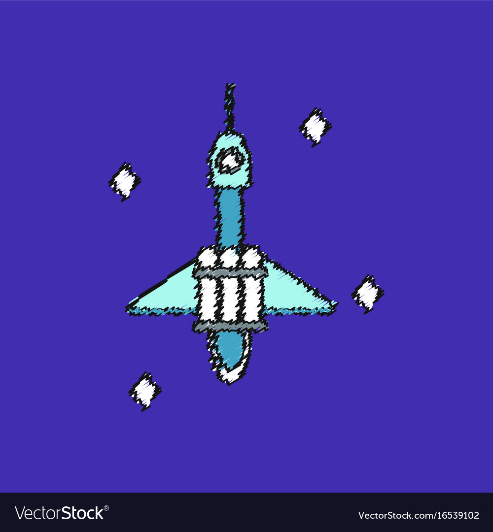 Flat icon design collection spaceship in space