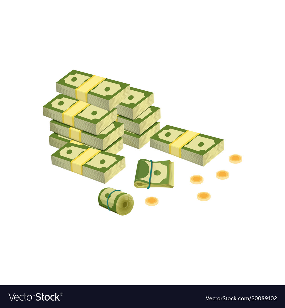 Heap of dollar bills green banknotes packed