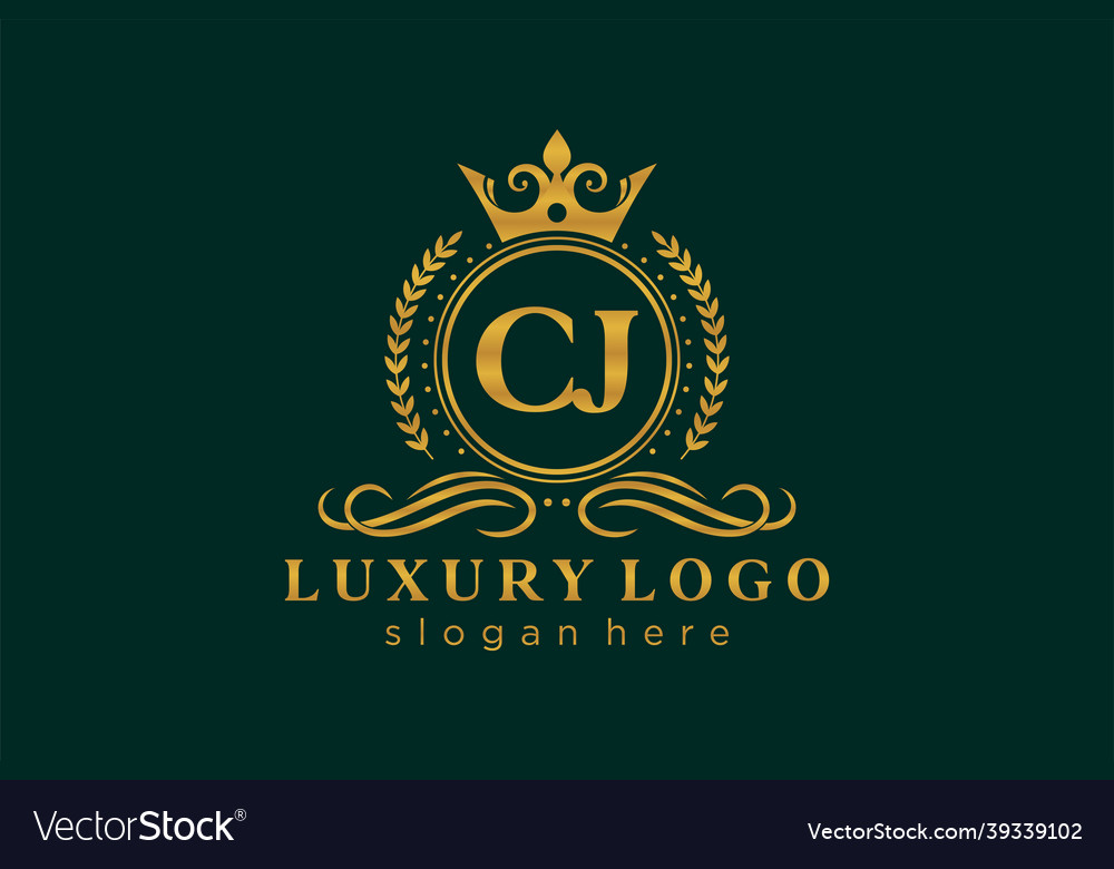 Initial cj letter royal luxury logo template