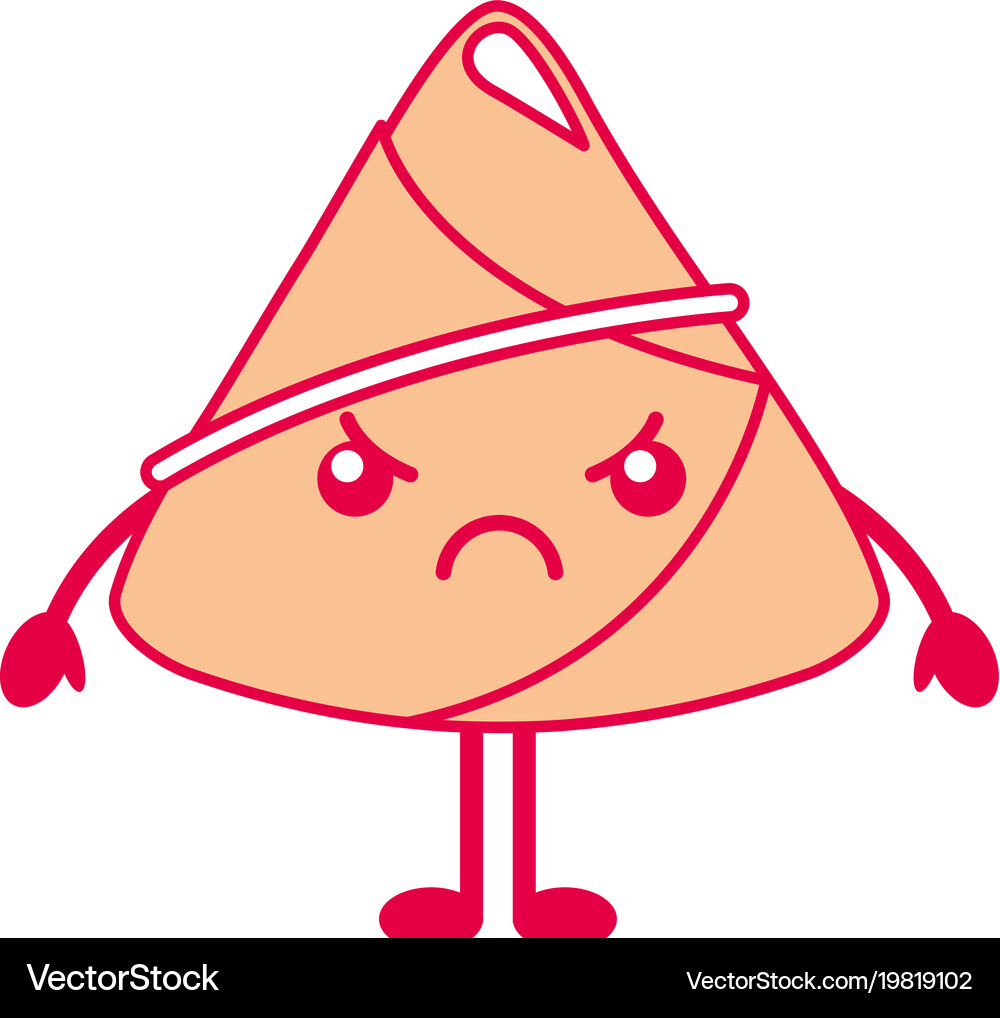 Kawaii angry rice dumpling cartoon Royalty Free Vector Image