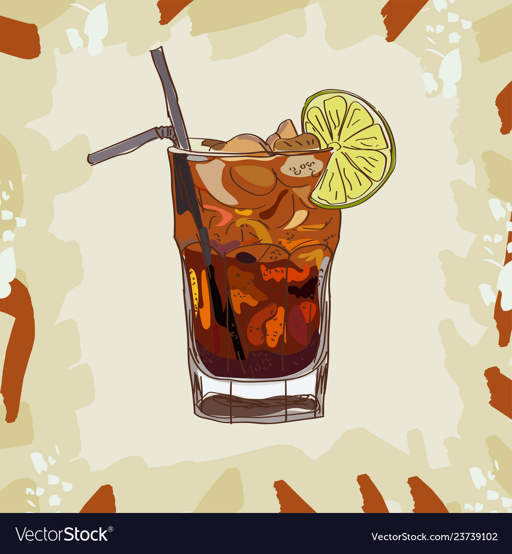 Realistic cocktail long island ice tea glass Vector Image