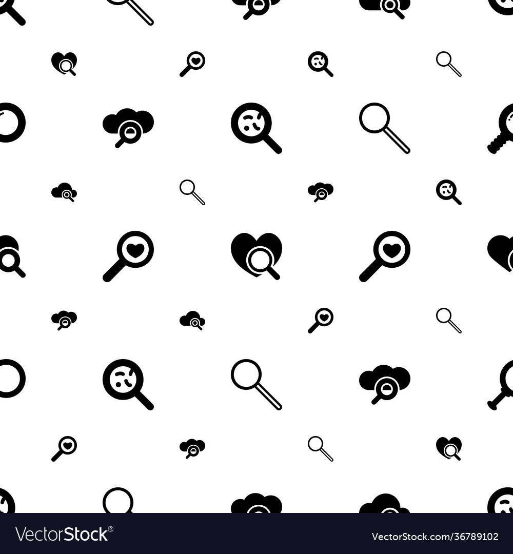 Magnifying icons pattern seamless white background