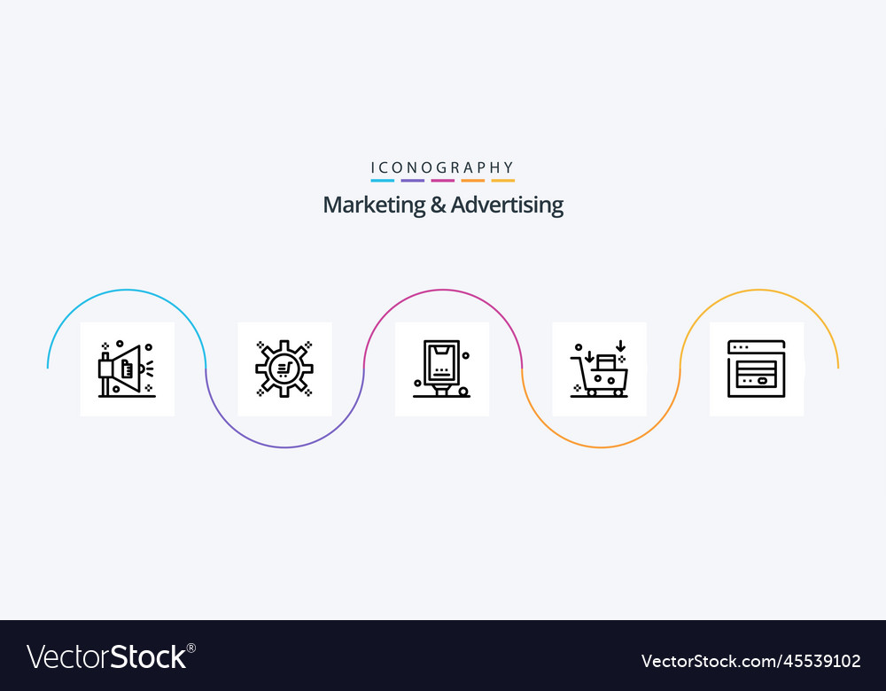 Marketing and advertising line 5 icon pack