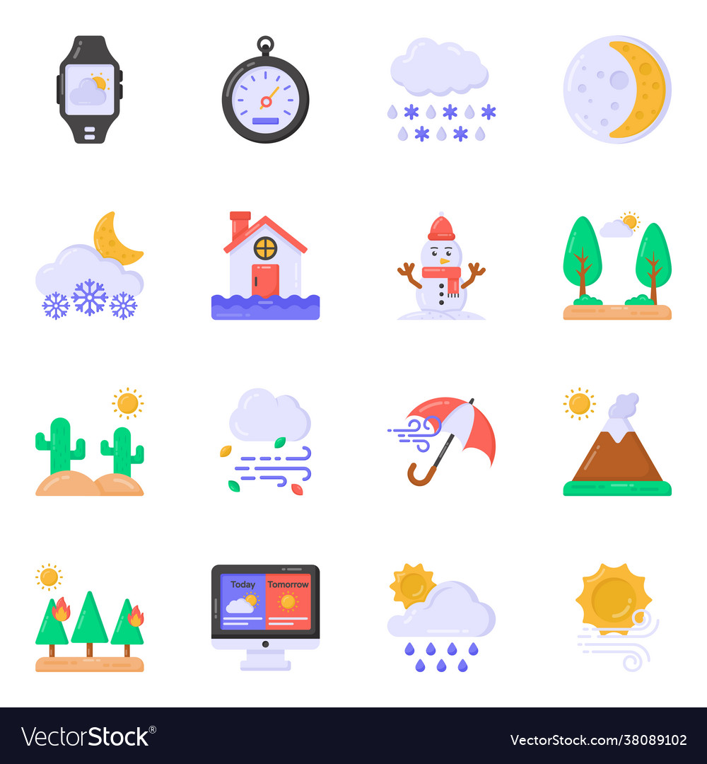 Pack Wettervorhersage flache Icons