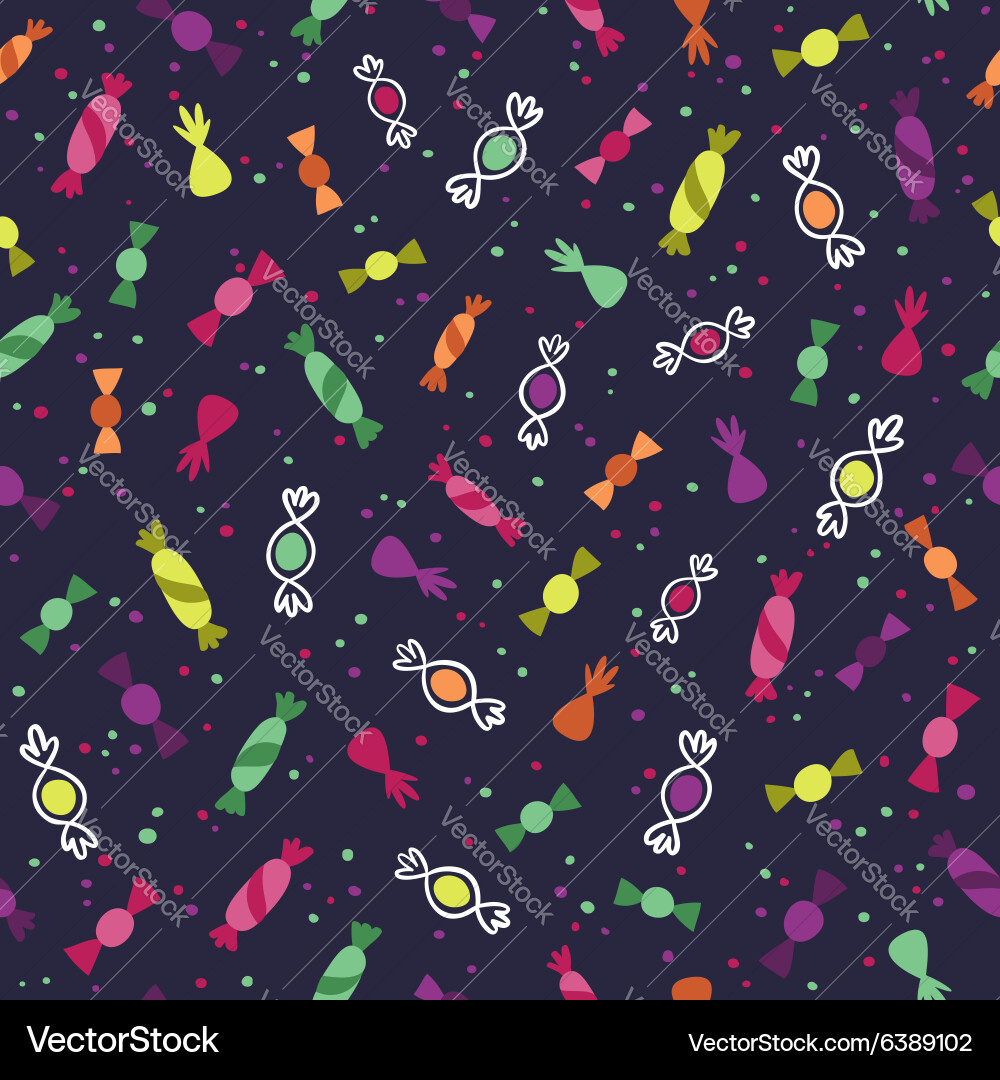 Party candy seamless pattern on deep blue Vector Image