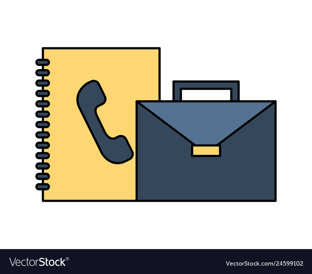 Portfolio briefcase with phonebook isolated icon