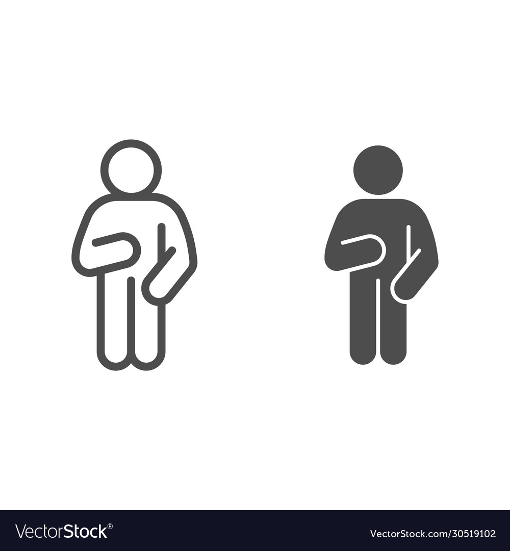 Relax man pose line and solid icon with arm vector image Relax man pose line and solid icon with arm