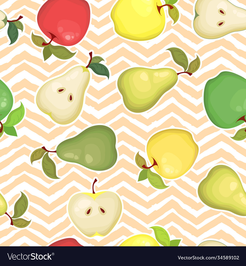 Seamless pattern with colorful apples and pears Vector Image Seamless pattern with colorful apples and pears