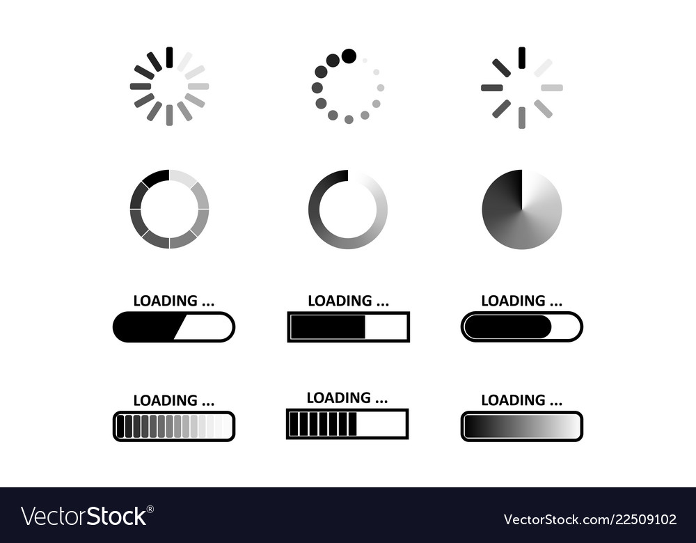 Set loading icons white background Vector Image Set loading icons white background