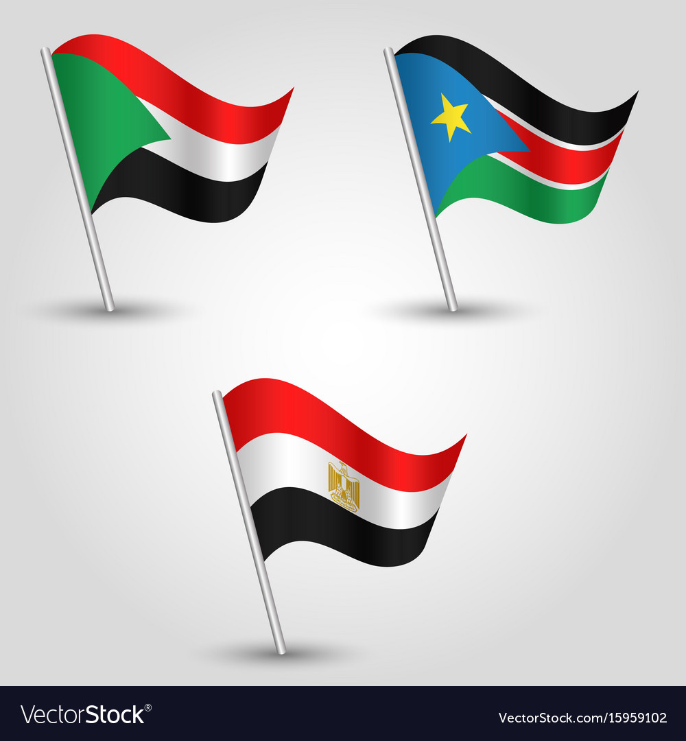 Set of waving flags states african nile valley Vector Image