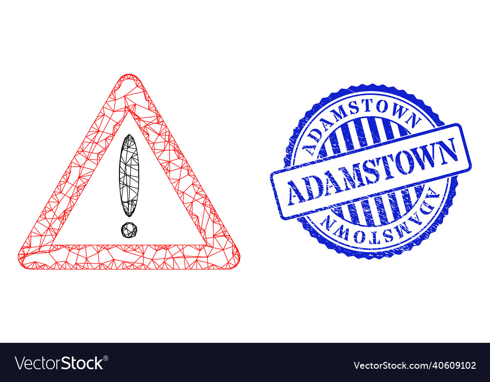 Textured adamstown stamp and net warning sign mesh vector image Textured adamstown stamp and net warning sign mesh