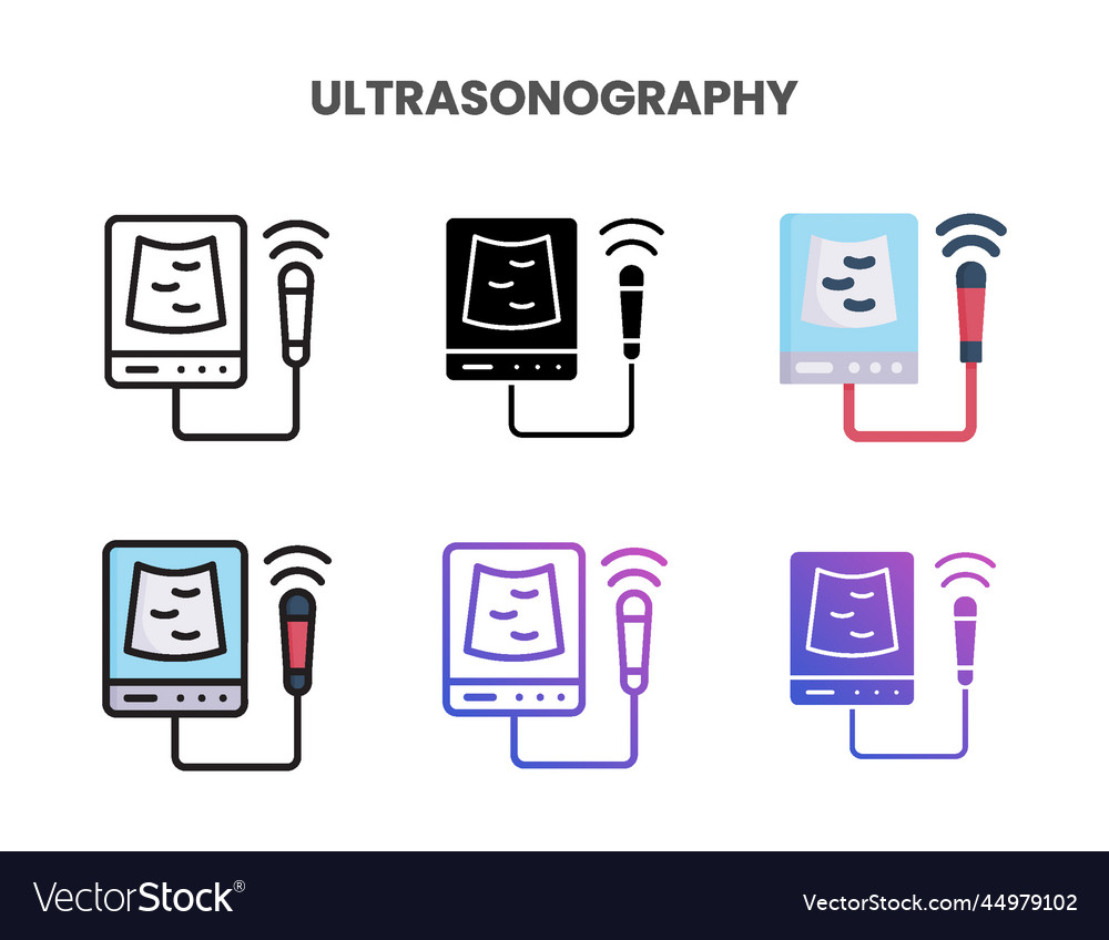 Ultrasonography icons set with different styles
