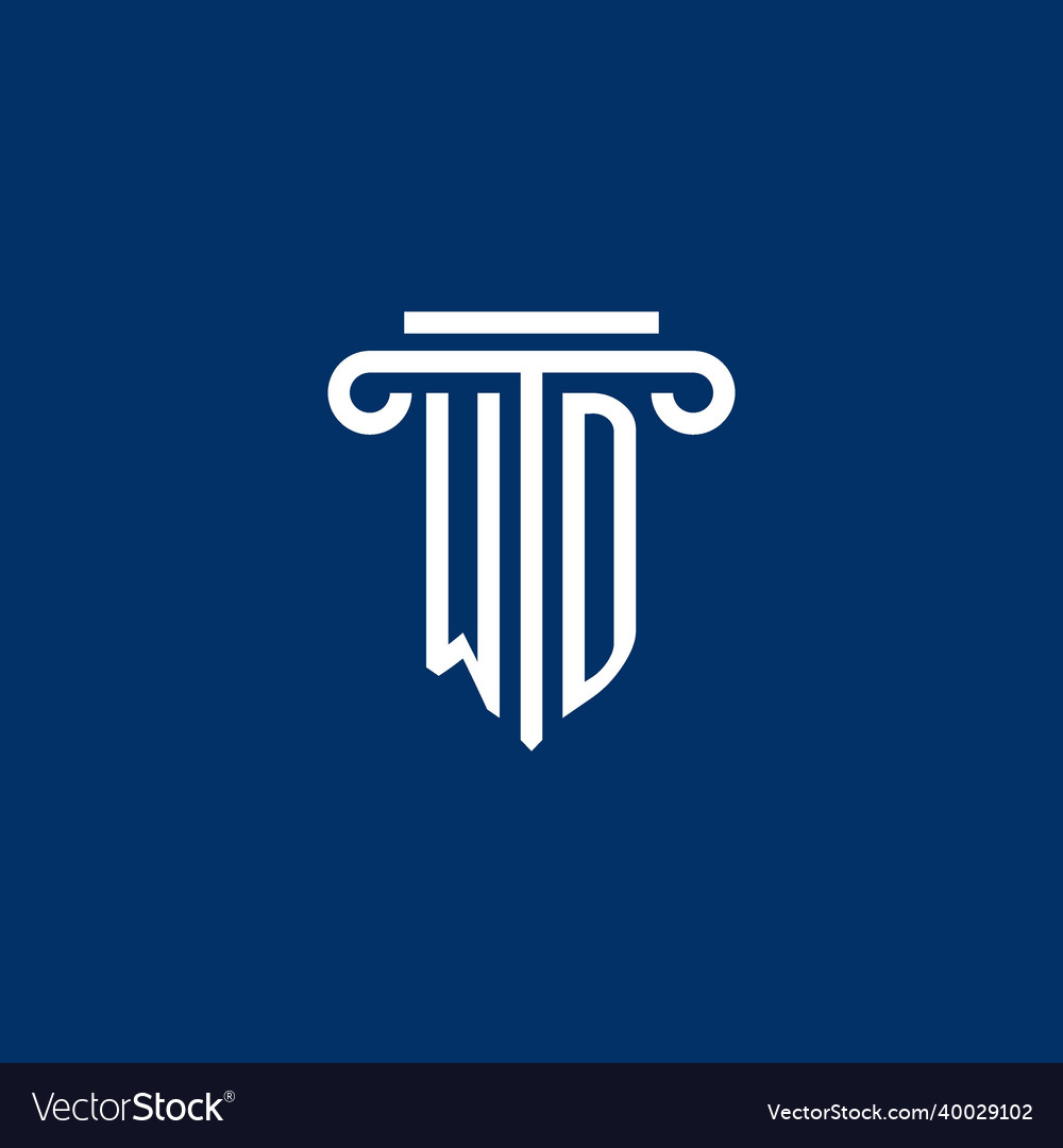Wd initial logo monogram with simple pillar icon
