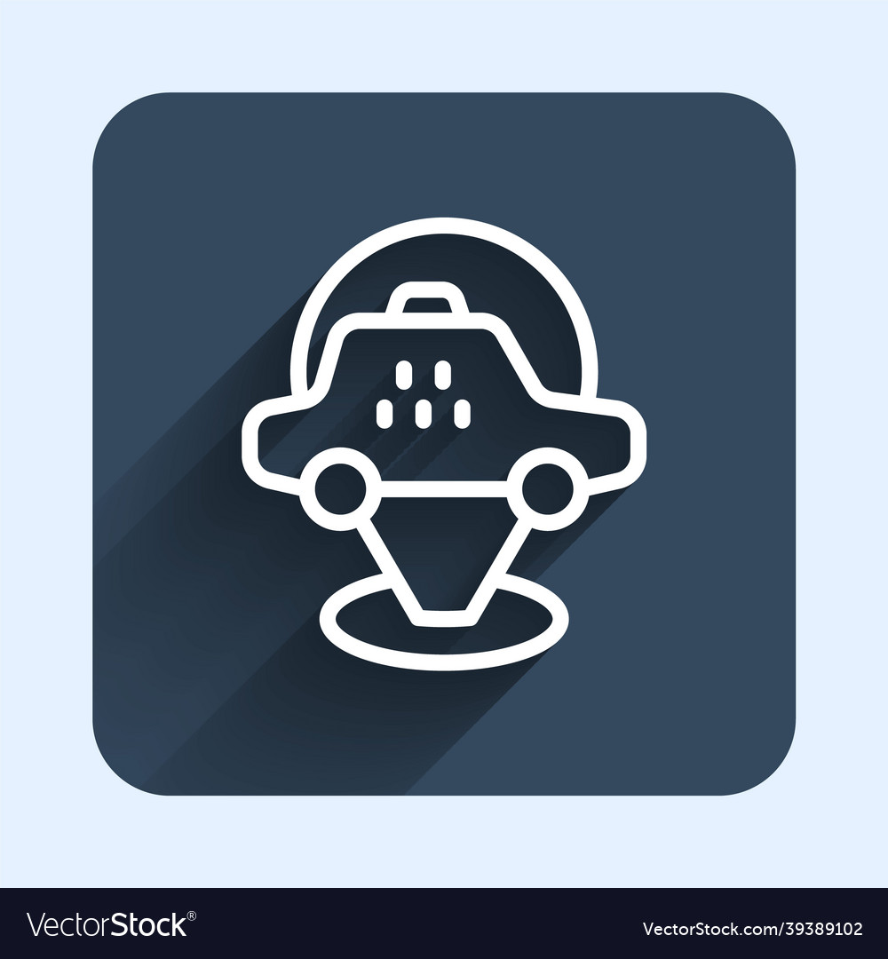White line map pointer with taxi car icon isolated vector image White line map pointer with taxi car icon isolated