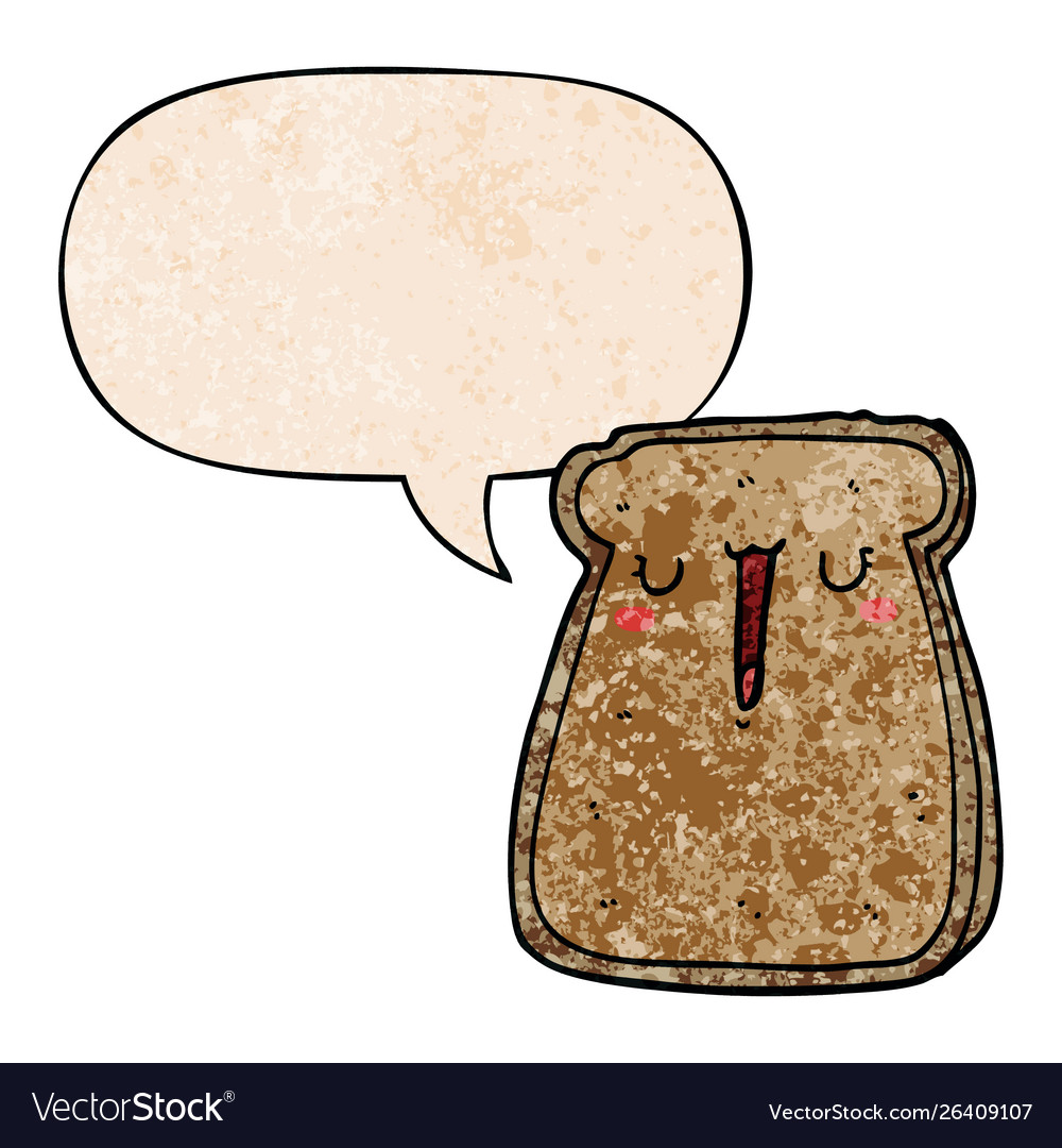 Cartoon toast and speech bubble in retro texture