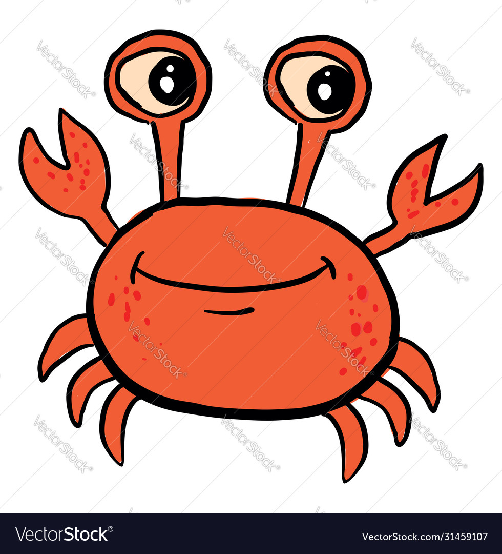 Happy red crab on white background Royalty Free Vector Image