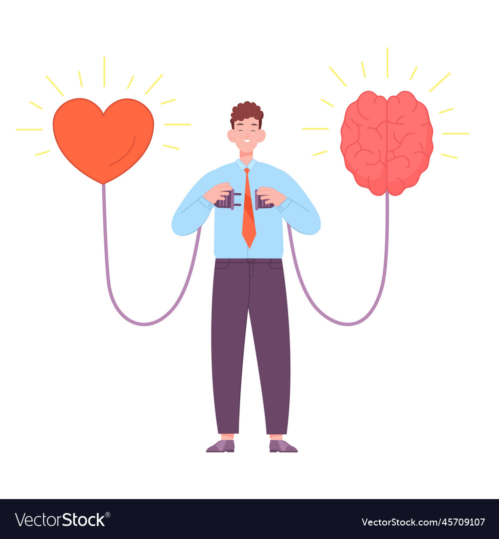 Heart brain connection man connect mind