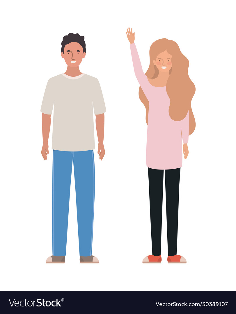 Isolated woman and man avatar design