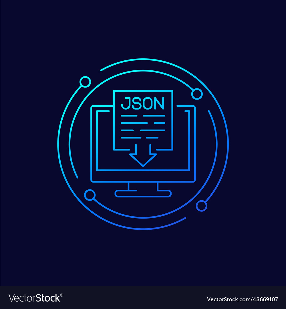 Json file download icon with computer line design