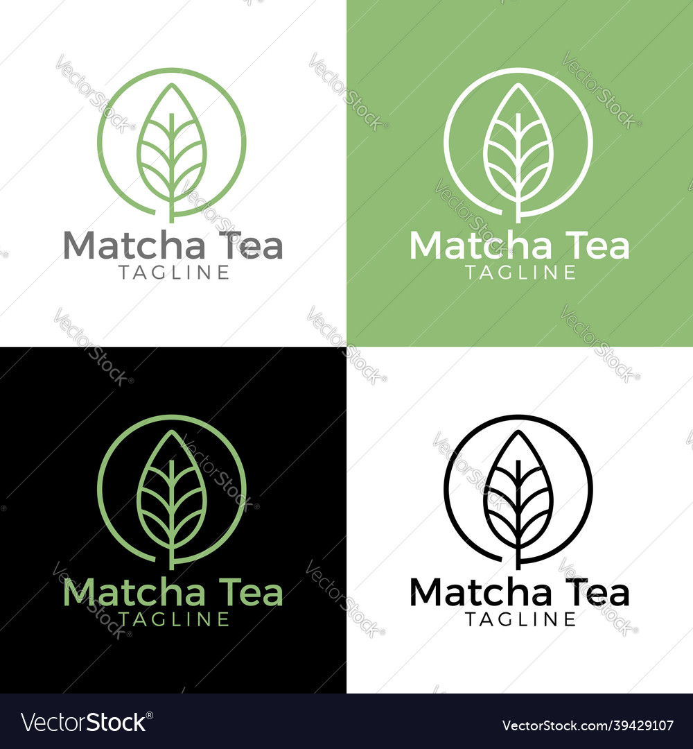 Leaf green logo matcha tea graphic