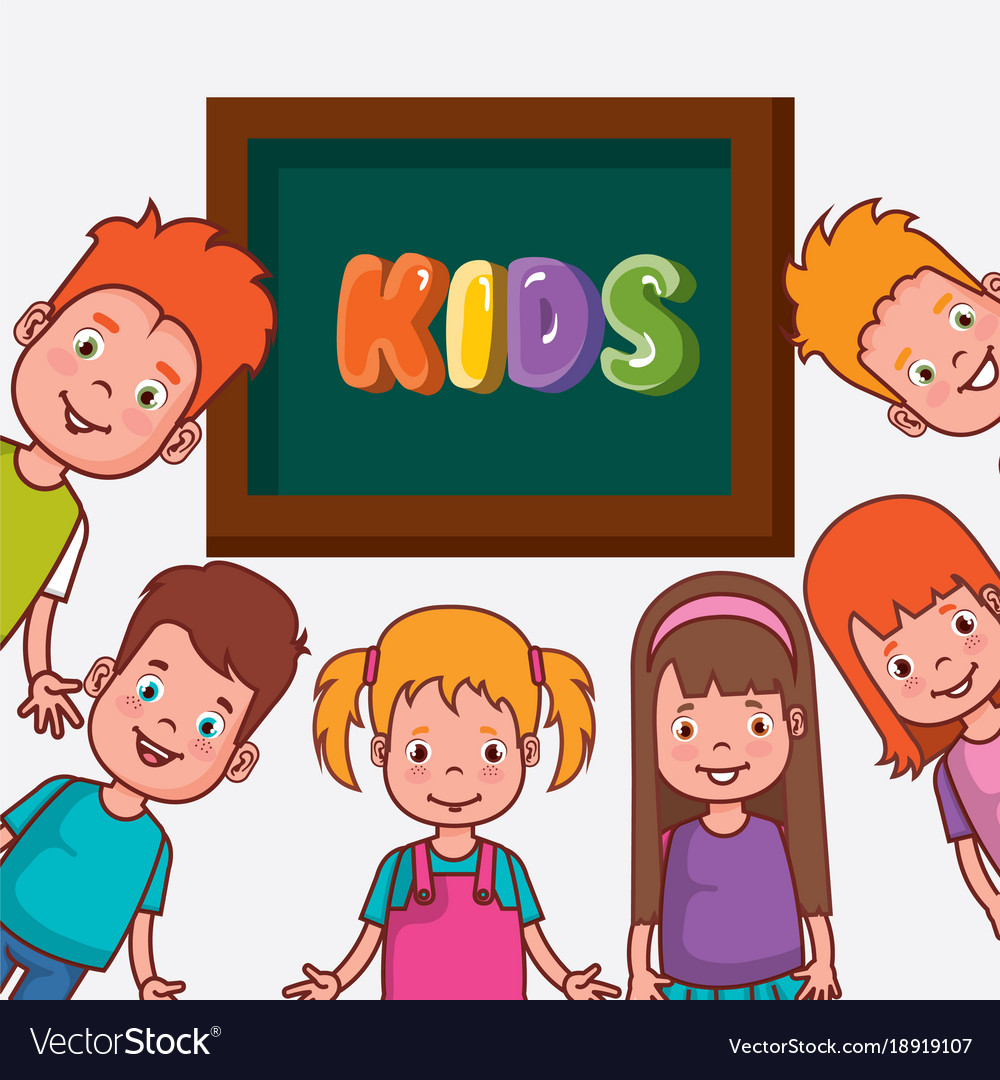 Little Kids Group In Classroom Avatars Characters Vector Image