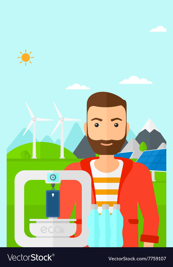 Man with three d printer