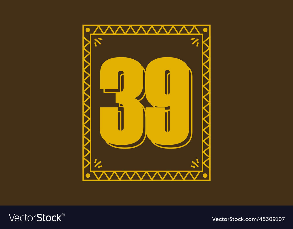 Number 39 in retro rectangle frame